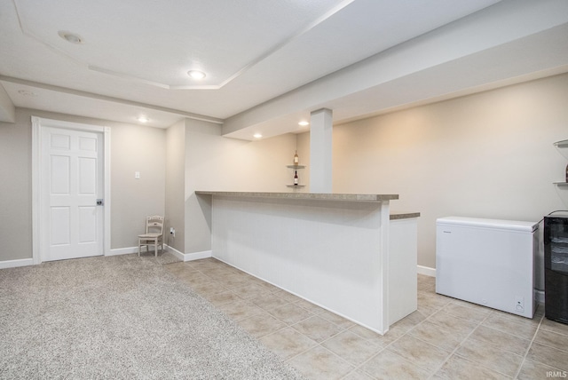 57329 Orchard Ridge Dr, Elkhart, IN 46516 - indoor bar with fridge, recessed lighting, and light tile patterned floors