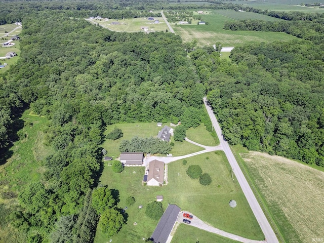 12856 W Bicycle Bridge Rd, Battle Ground, IN 47920 - aerial view of property and surrounding area featuring a heavily wooded area