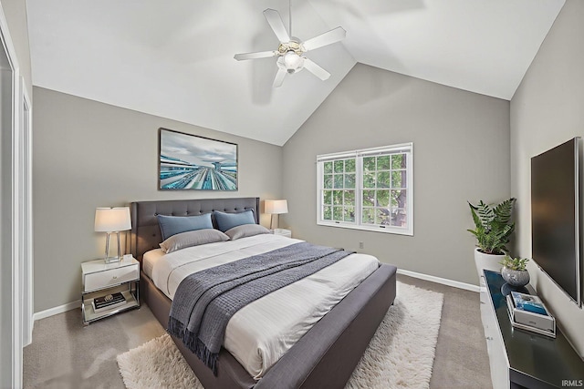 14276 Old Pine Ln, Mishawaka, IN 46545 - bedroom with carpet flooring, lofted ceiling, and a ceiling fan