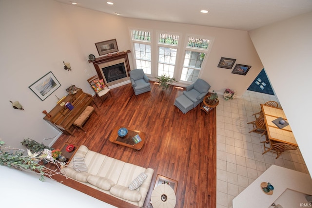 344 Rosebank Ln, West Lafayette, IN 47906 - living area featuring a glass covered fireplace and recessed lighting