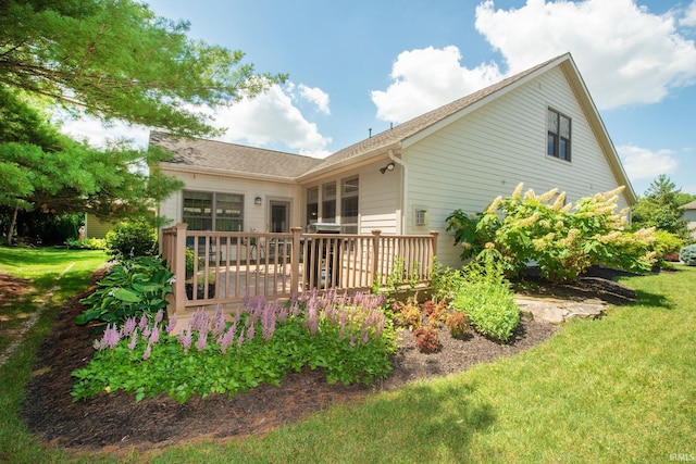 344 Rosebank Ln, West Lafayette, IN 47906 - rear view of house with a deck and a yard