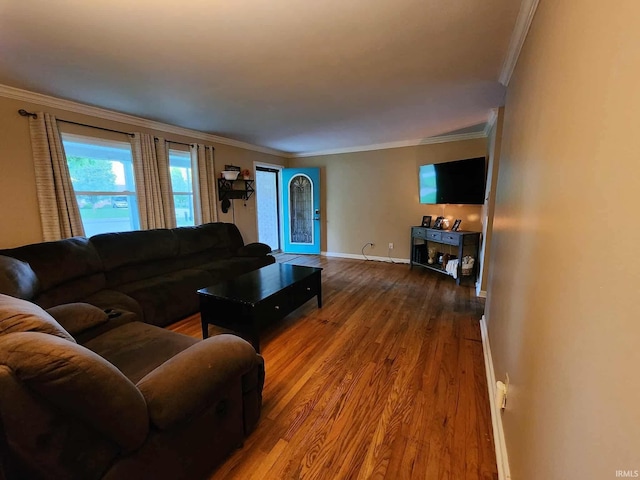 6970 S Maple St, Marion, IN 46953 - living room featuring ornamental molding and wood finished floors