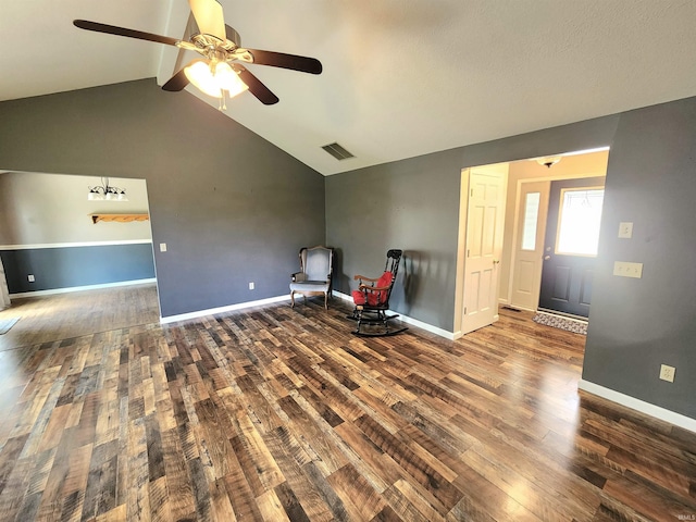 9421 Mill Ridge Run, Fort Wayne, IN 46835 - unfurnished room featuring wood finished floors, ceiling fan, and lofted ceiling