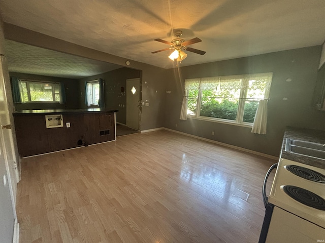 1120 Elm St, Fort Wayne, IN 46808 - kitchen with plenty of natural light, ceiling fan, wood finished floors, and electric stove