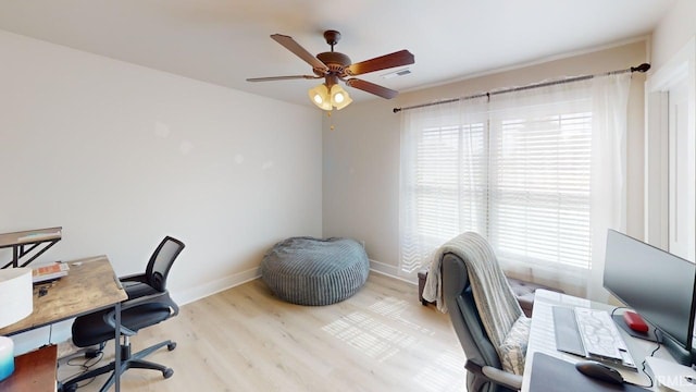 4229 New Birch Dr, Jasper, IN 47546 - home office with ceiling fan and light wood finished floors