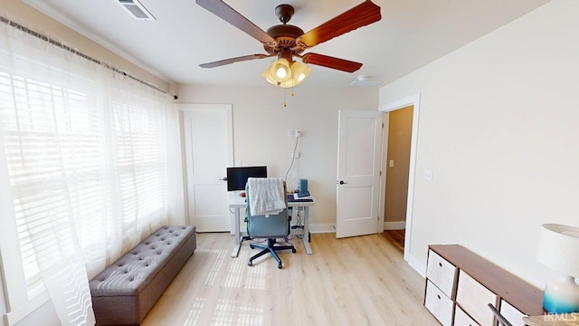 4229 New Birch Dr, Jasper, IN 47546 - office featuring light wood-style flooring and ceiling fan