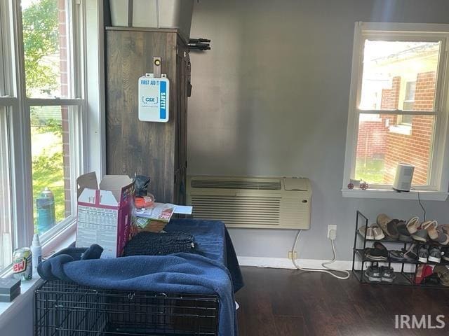 928 E Sherman St, Mount Vernon, IN 47620 - detailed view of an AC wall unit and wood finished floors