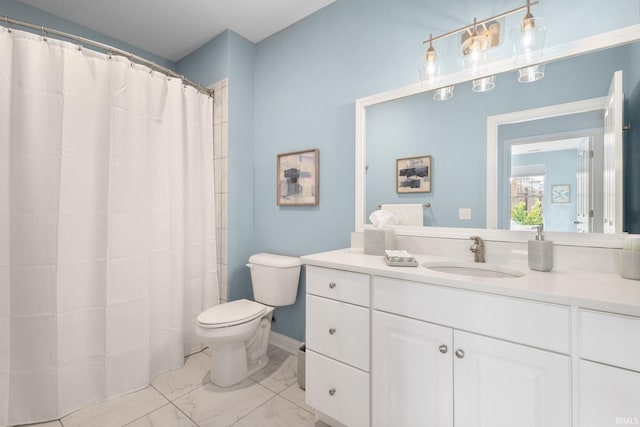 1219 Napoleon St Unit 217, South Bend, IN 46617 - bathroom featuring vanity, marble look tile flooring, and curtained shower