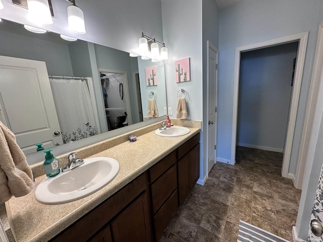 4805 Langhorn Trl, Lafayette, IN 47909 - full bathroom featuring double vanity and stone finish flooring