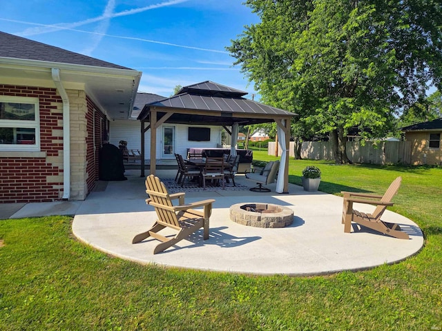 106 N Park Ave, Fowler, IN 47944 - view of patio featuring a gazebo and an outdoor living space with a fire pit