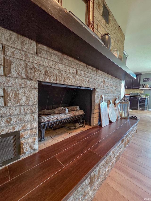 106 N Park Ave, Fowler, IN 47944 - detailed view of a fireplace and wood finished floors