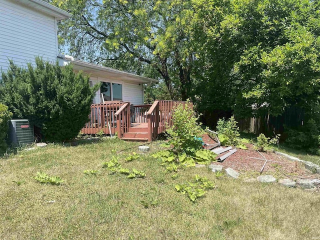 3681 W 75th Ct, Merrillville, IN 46410 - view of grassy yard with a wooden deck