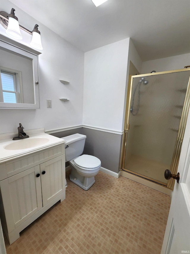 8121 N Tippecanoe Dr, Walkerton, IN 46574 - bathroom with vanity, a shower stall, and tile patterned floors