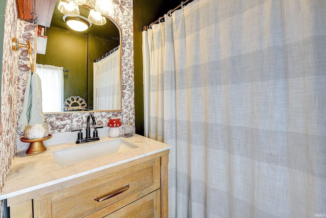 1931 Morton St, Lafayette, IN 47904 - bathroom featuring vanity and wallpapered walls