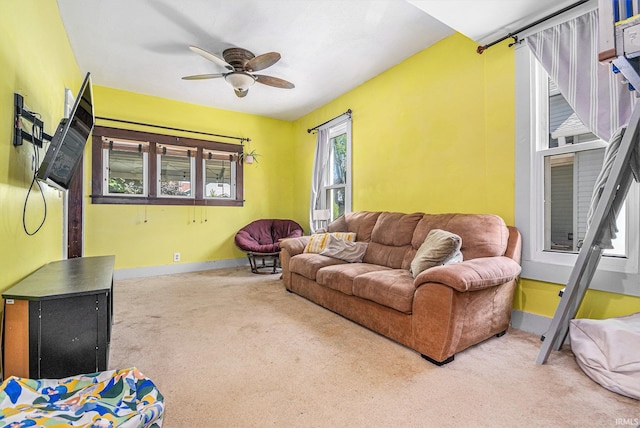 805 S 8th St, Goshen, IN 46516 - living area with carpet and a ceiling fan