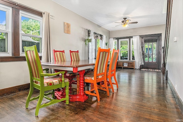805 S 8th St, Goshen, IN 46516 - dining area with healthy amount of natural light, wood finished floors, and ceiling fan
