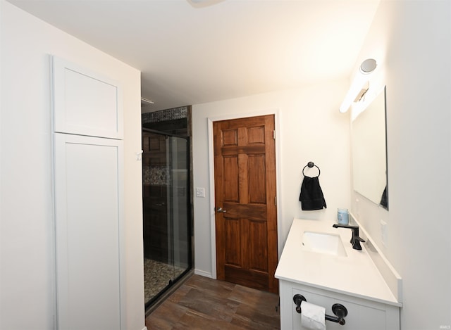 719 N Hathaway St, Winamac, IN 46996 - bathroom with vanity and a shower stall