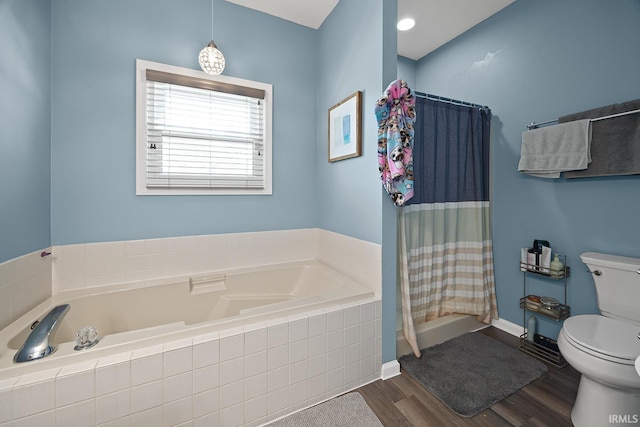 1709 Stonegate Cir, Lafayette, IN 47909 - full bath featuring a bath, wood finished floors, and curtained shower