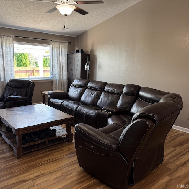 70 S Rickover Cir, Lafayette, IN 47909 - living area featuring a ceiling fan, wood finished floors, and a textured ceiling