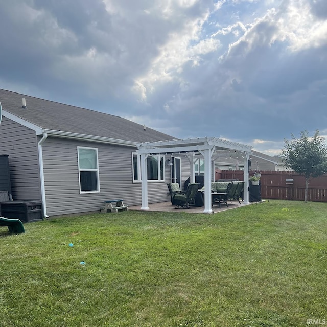 70 S Rickover Cir, Lafayette, IN 47909 - rear view of property featuring a pergola, a patio, and roof with shingles