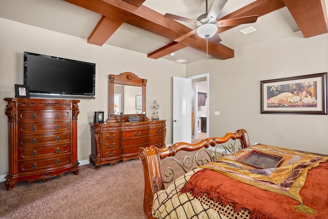 2425 Cesar Cordova Pl, El Paso, TX 79938 - carpeted bedroom with beam ceiling and ceiling fan