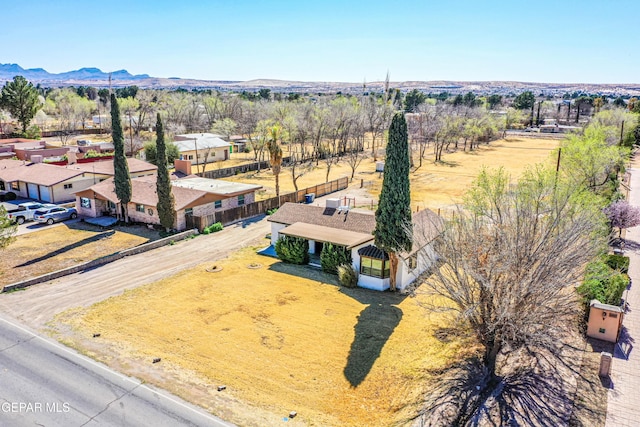 aerial view with a mountain view and a residential view