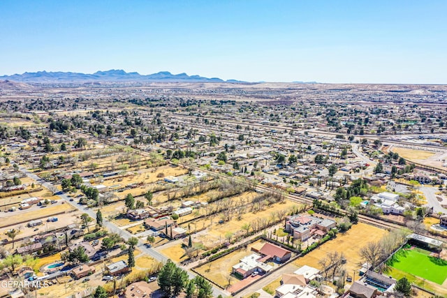 bird's eye view with a mountain view