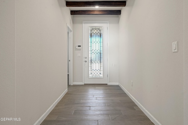 2517 Tony Harper St, El Paso, TX 79938 - entryway with dark hardwood / wood-style floors and beamed ceiling