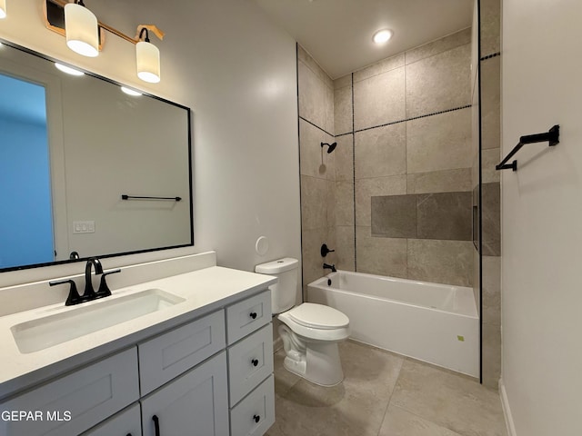 320 Roper Ln, Clint, TX 79836 - full bathroom with tile patterned flooring, vanity, toilet, recessed lighting, and  shower combination