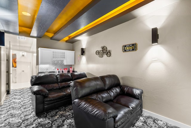 view of carpeted home theater