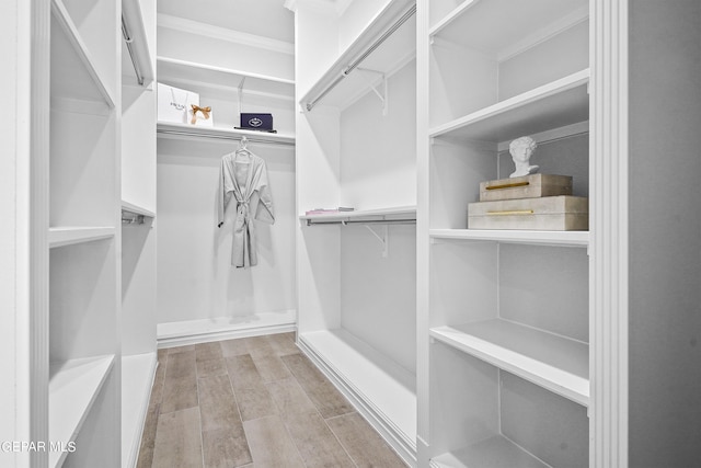 walk in closet featuring light hardwood / wood-style floors