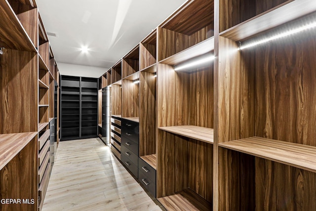 walk in closet featuring light hardwood / wood-style floors