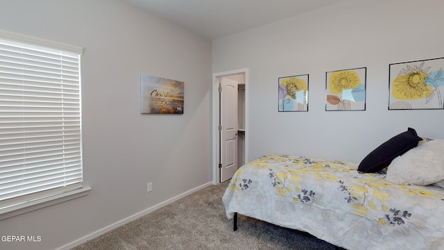 bedroom with light carpet