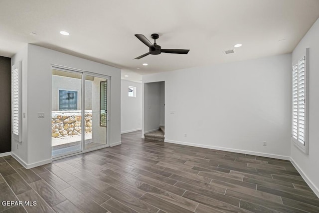 spare room with ceiling fan