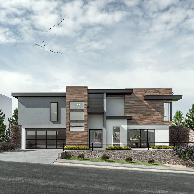 contemporary house with a garage