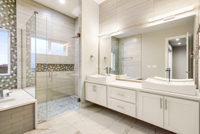 5532 Ventana Del Sol Dr, El Paso, TX 79912 - bathroom featuring vanity, plenty of natural light, and an enclosed shower