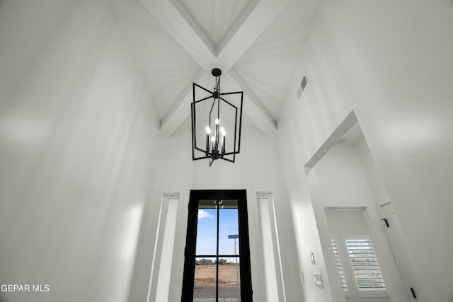 room details featuring an inviting chandelier and visible vents