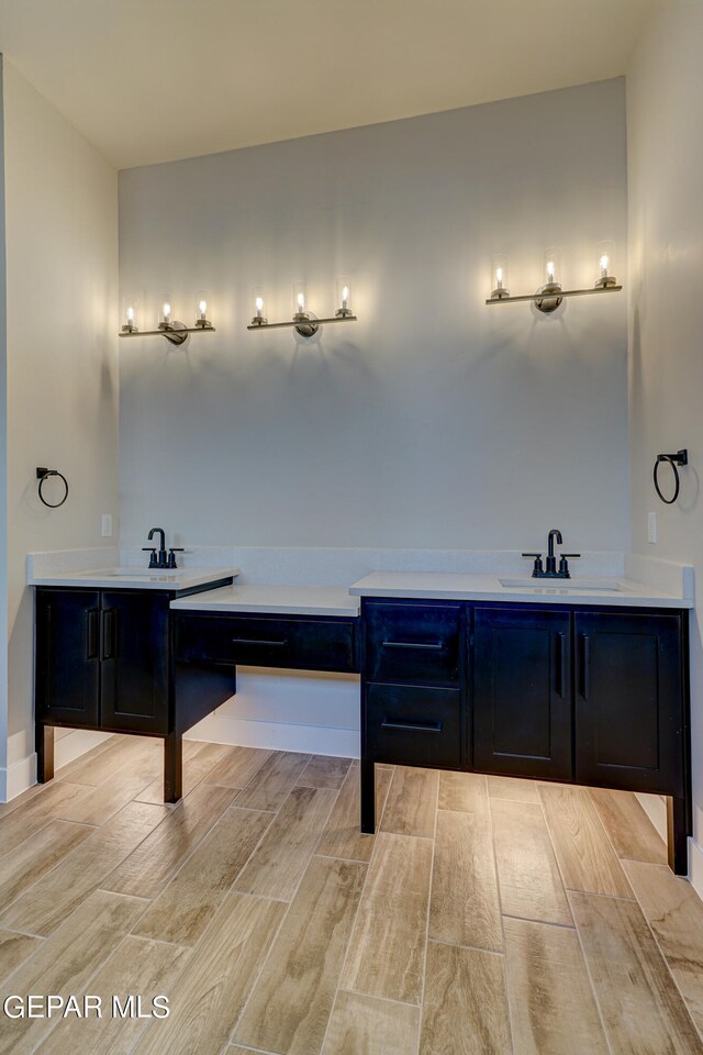 bathroom featuring wood finish floors and vanity