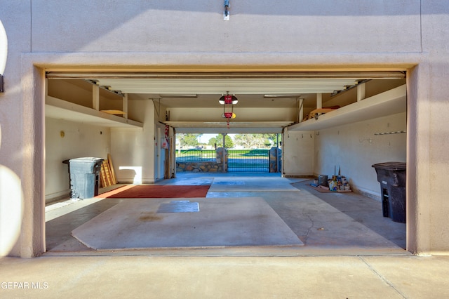 garage with a garage door opener