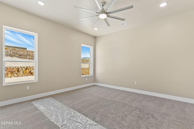 1848 Cimarron Park Dr, El Paso, TX 79911 - spare room with carpet floors, recessed lighting, ceiling fan, and baseboards