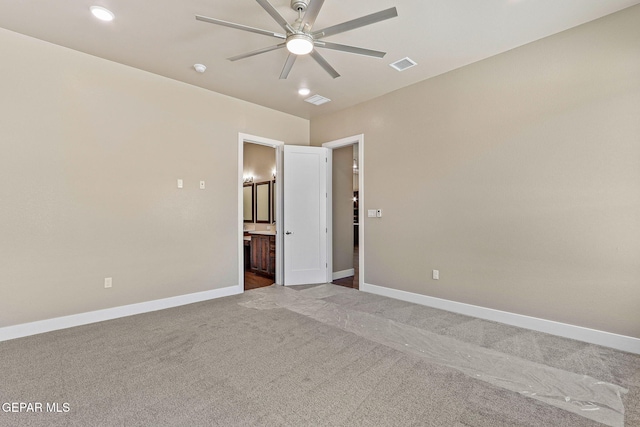 1848 Cimarron Park Dr, El Paso, TX 79911 - carpeted empty room with baseboards, ceiling fan, recessed lighting, and visible vents