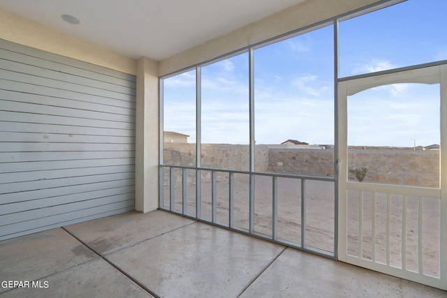 view of unfurnished sunroom