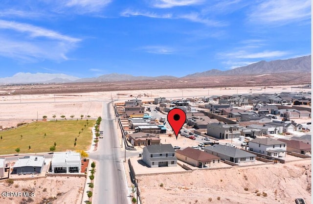 drone / aerial view with a mountain view