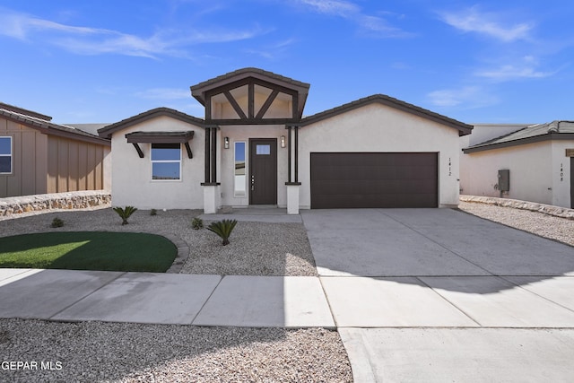 view of front of house with a garage