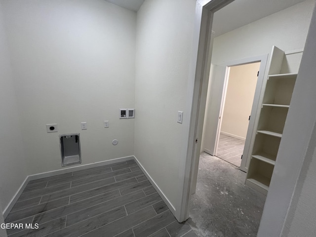 washroom with electric dryer hookup, gas dryer hookup, and hookup for a washing machine