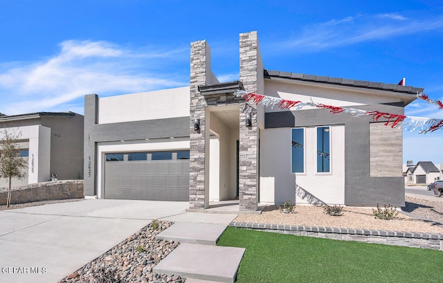 contemporary home featuring a garage