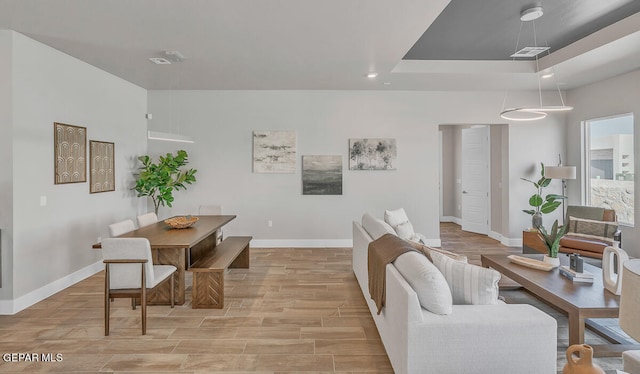 living room featuring light hardwood / wood-style flooring