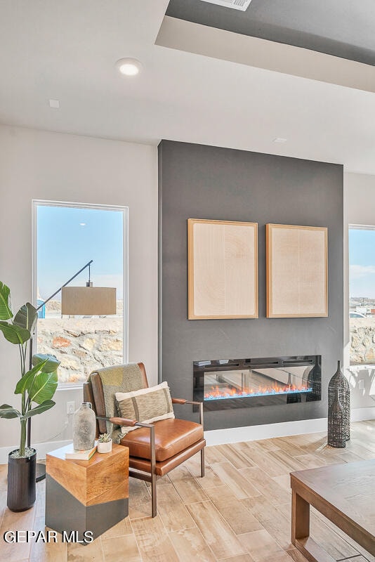 living room featuring light hardwood / wood-style floors