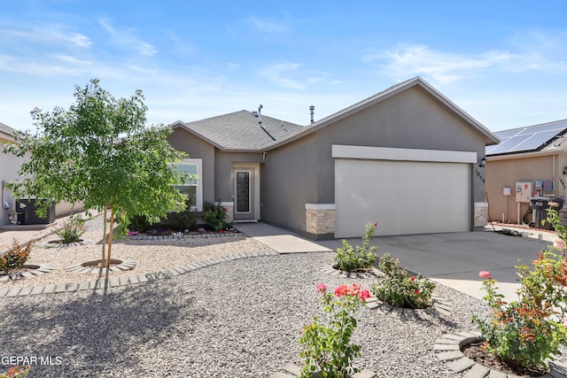 single story home featuring a garage