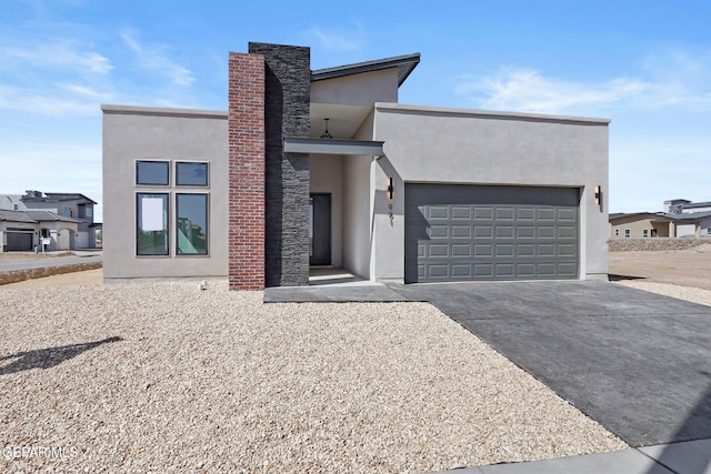 contemporary home with a garage